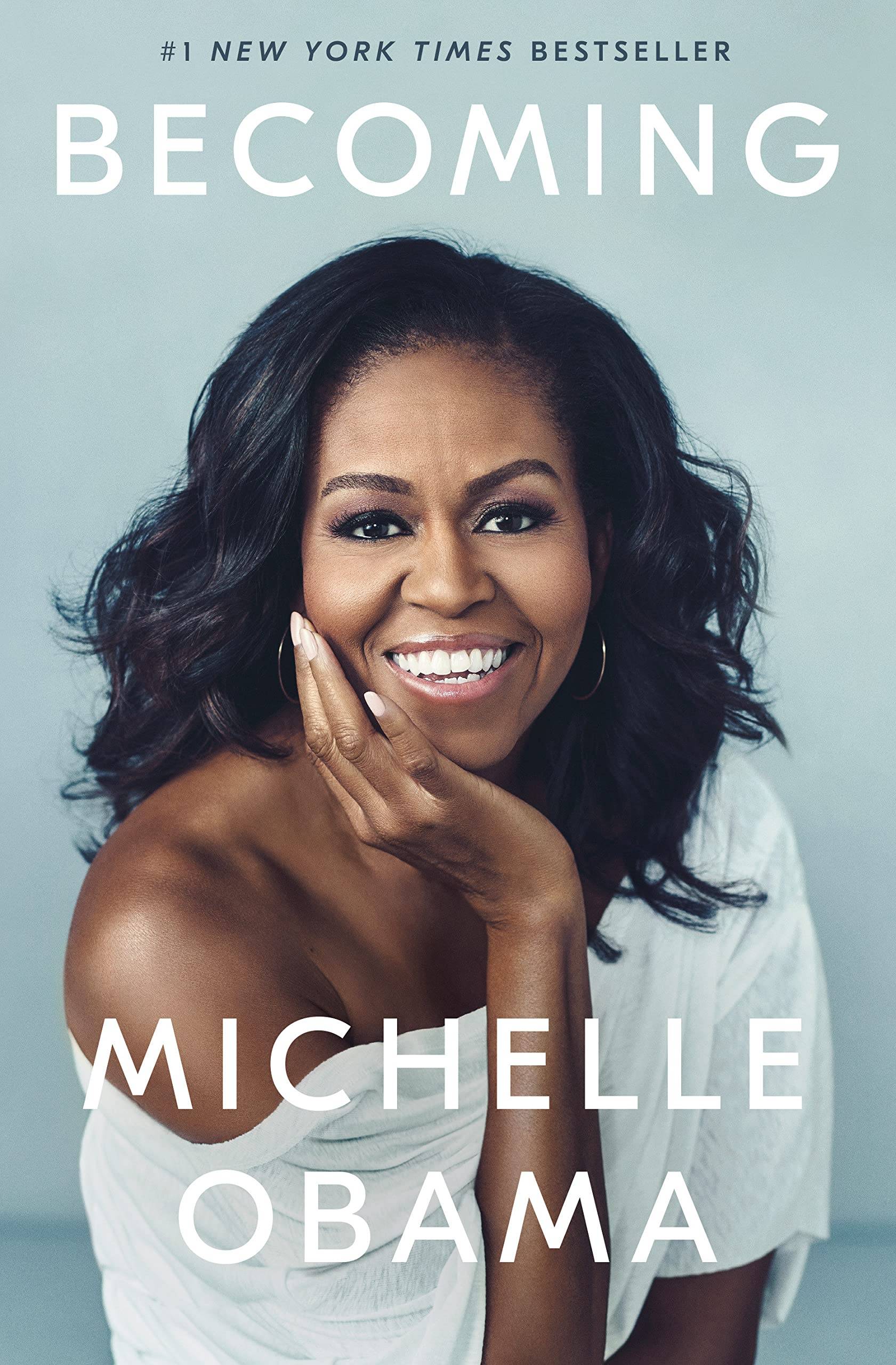 Book cover featuring the photo of a smiling Michelle Obama